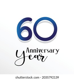 60 Year Anniversary Elegant Vector Template Design Illustration
