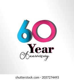 60 Year Anniversary Elegant Vector Template Stock Vector (Royalty Free ...