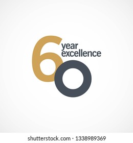 60 Year Anniversary Excellence Vector Template Design Illustration