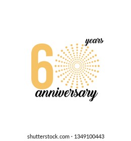 60 Year Anniversary Firework Vector Template Design Illustration
