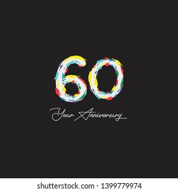 60 Year Anniversary Logo Vector Template Design Illustration