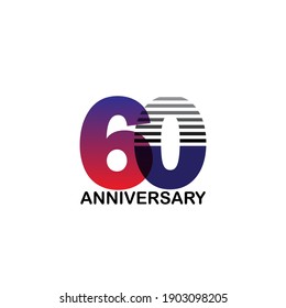 60 Year Anniversary Logo Vector Template Design Illustration