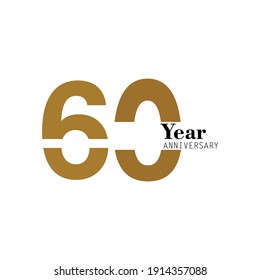 60 Jahre alte Logo-Vektorgrafik-Vorlagendesign-Illustration Gold und Weiß