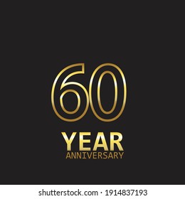 60 Year Anniversary Logo Vector Template Design Illustration gold and black