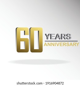 60 Year Anniversary Logo Vector Template Design Illustration gold and white