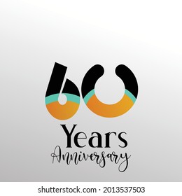 Modelo vectorial de logotipo de 60 años Ilustración Color blanco