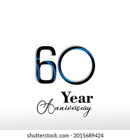 60 Year Anniversary Logo Vector Template Design Illustration White Color