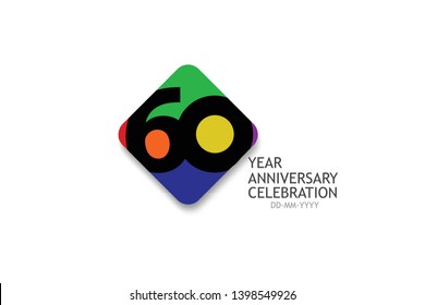 60 year anniversary, minimalist logo years, jubilee, greeting card. invitation - Vector 