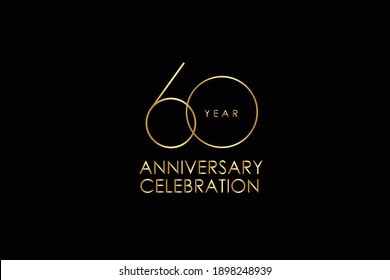 60 year anniversary red ribbon celebration logotype. anniversary logo with Red text and Spark light gold color isolated on black background, design for celebration, invitation - vector