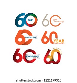 Ilustración de diseño de plantillas de vectores de conjuntos de 60 años