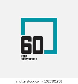 60 Year Anniversary Square Vector Template Design Illustration