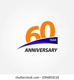 60 Year Anniversary Vector Template Design Illustration
