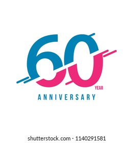 60 Year Anniversary Vector Template Design Illustration
