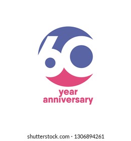 60 Year Anniversary Vector Template Design Illustration