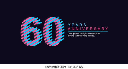60 Year Anniversary Vector Template Design Illustration, with flat design.