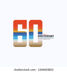 60 Year Anniversary Vector Template Design Illustration, with flat design.