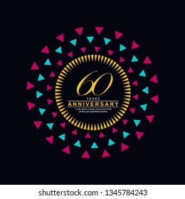 60 Year Anniversary Vector Template Design Illustration, with flat design.