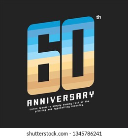 60 Year Anniversary Vector Template Design Illustration, with flat design.