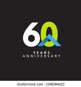 60 Year Anniversary Vector Template Design Illustration, with flat design.