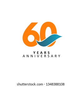 60 Year Anniversary Vector Template Design Illustration, with flat design.