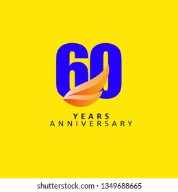 60 Year Anniversary Vector Template Design Illustration, with flat design.