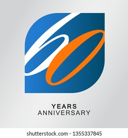 60 Year Anniversary Vector Template Design Illustration, with flat design.