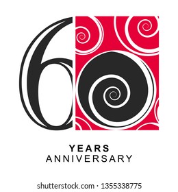 60 Year Anniversary Vector Template Design Illustration, with flat design.