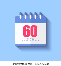 60 Year Anniversary Vector Template Design Illustration, with flat design.