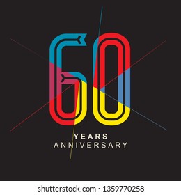 60 Year Anniversary Vector Template Design Illustration, with flat design.