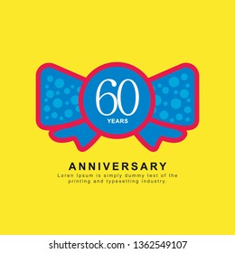 60 Year Anniversary Vector Template Design Illustration, with flat design.