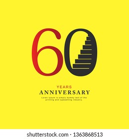 60 Year Anniversary Vector Template Design Illustration, with flat design.