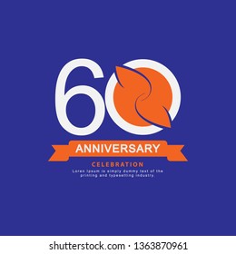 60 Year Anniversary Vector Template Design Illustration, with flat design.