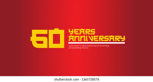 60 Year Anniversary Vector Template Design Illustration, with flat design.