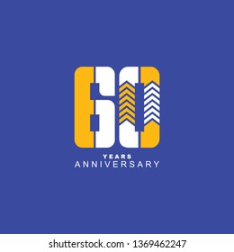 60 Year Anniversary Vector Template Design Illustration, with flat design.
