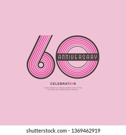 60 Year Anniversary Vector Template Design Illustration, with flat design.