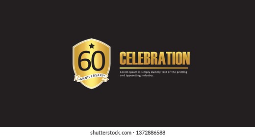 60 Year Anniversary Vector Template Design Illustration, with flat design.