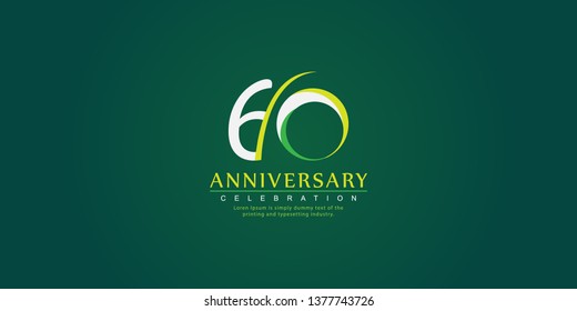 60 Year Anniversary Vector Template Design Illustration, with flat design.