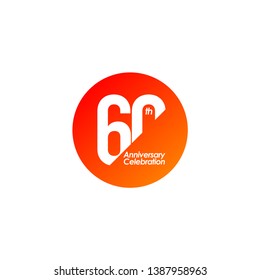 60 year anniversary vector template. Design for your celebration. Design for banner, greeting cards, social media, poster or print.