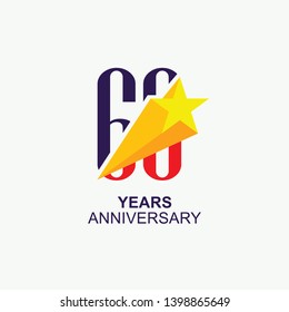 60 Year Anniversary Vector Template Design Illustration, with star icon design.