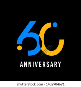 60 year anniversary vector template. Design for your celebration. Design for advertising, poster, banner or print.