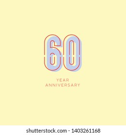 60 Year Anniversary Vector Template Design Illustration