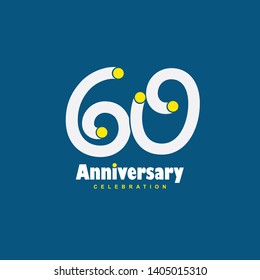 60 Year Anniversary Vector Template Design Illustration