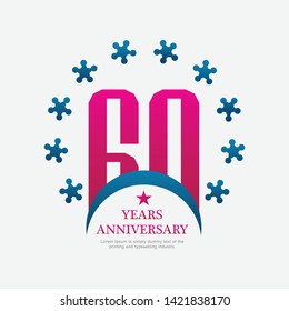 60 Year Anniversary Vector Template Design Illustration.