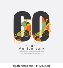 60 Year Anniversary Vector Template Design Illustration.