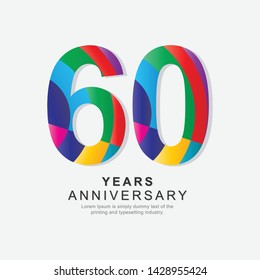 60 Year Anniversary Vector Template Design Illustration.