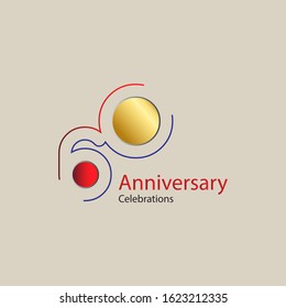 60 Year Anniversary Vector Template Design Illustration
