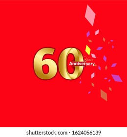 60 Year Anniversary Vector Template Design Illustration