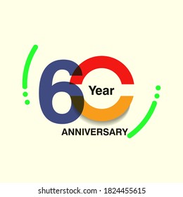 60 Year Anniversary Vector Template Design Illustration