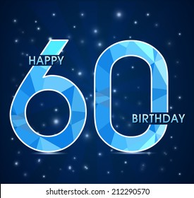 60 Year Birthday Celebration Label, 60th Anniversary Decorative Polygon Emblem - Vector Illustration