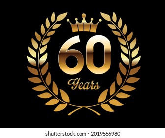 vector de insignia de celebración de 60 años